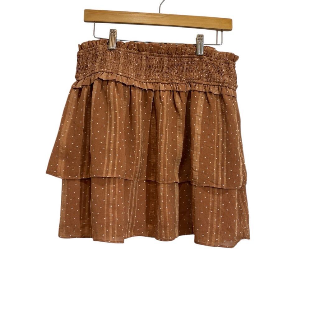 Storia Women Large Polk-A-Dot Ruffled Tiered Stretch Waist Casual Chic Boho